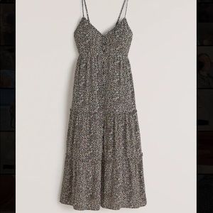 A&F Button-Through Tiered Midaxi Dress